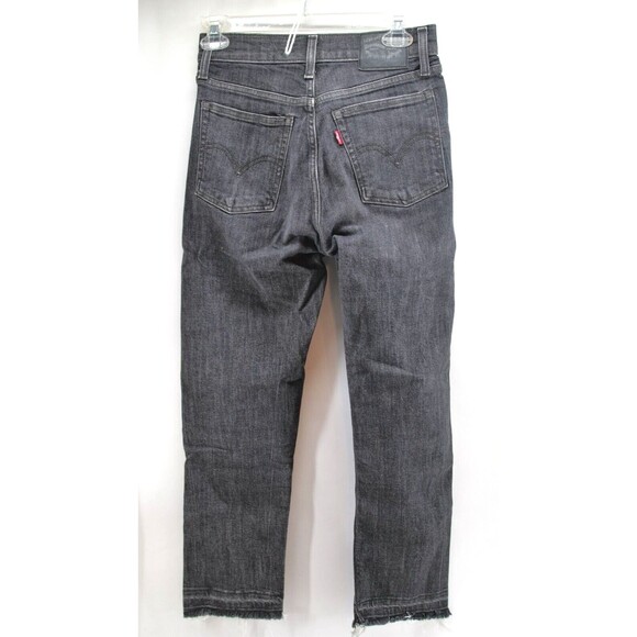Levi's black wedgie straight button fly‎ denim jeans size 26x26 Raw Hem Women - Picture 8 of 11